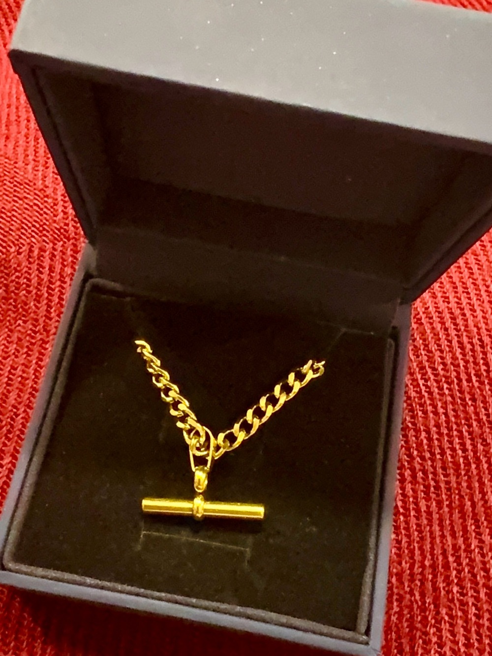 T-Bar Gold Necklace, Devil Wears Prada Style, (Toggle Stainless)